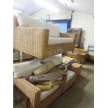 GOOD QUALITY THREE PIECE CANE CONSEVATORY SUITE COMPRISING TWO SEATER SOFA WIDTH APPROX 140CM