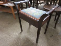 NEEDLEWORK UPHOLSTERED MAHOGANY PIANO STOOL