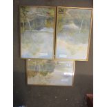 THREE FRAMED PRINTS DEPICTING COUNTRY SCENES, EACH APPROX 47CM WIDE