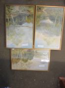 THREE FRAMED PRINTS DEPICTING COUNTRY SCENES, EACH APPROX 47CM WIDE
