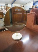 1960’S CIRCULAR MIRROR AND STAND DIAMETER APPROX 40CM