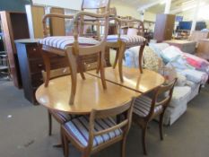 REPRODUCTION OVAL DINING TABLE PLUS A SET OF SIX DINING CHAIRS