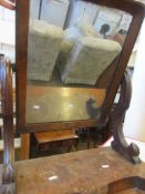 VICTORIAN BUN FOOT DRESSING TABLE MIRROR, MAX WIDTH APPROX 58CM