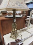 LARGE AND IMPRESSIVE BRASS LAMP BASE APPROX 56CM