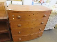 19TH CENTURY BOW FRONT CHEST OF DRAWERS, WIDTH APPROX 100CM