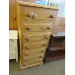 MODERN WAXED PINE CHEST OF SEVEN DRAWERS, WIDTH APPROX 53CM