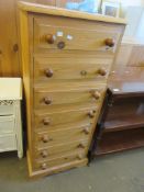 MODERN WAXED PINE CHEST OF SEVEN DRAWERS, WIDTH APPROX 53CM