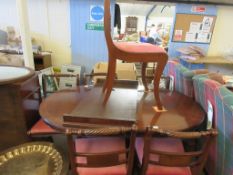 REPRODUCTION REGENCY STYLE OVAL DINING TABLE AND SET OF SIX CHAIRS