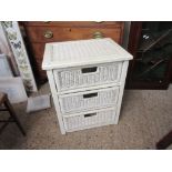 WOOD AND WICKER STORAGE DRAWER UNIT APPROX 50CM WIDTH