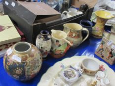 ORIENTAL GINGER JAR, SATSUMA VASE, OTHER JUGS INCLUDING A DOULTON JUG, JACKDAW OF RHEIMS AND A