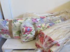 SET OF HEAVY LINED FLORAL CURTAINS