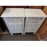 PAIR OF PAINTED VINTAGE BEDSIDE CABINETS, EACH APPROX 40CM WIDE