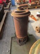 VINTAGE FF HUT STOVE HEIGHT APPROX 68CM TOGETHER WITH A CAST FLOOR PLATE