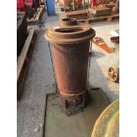 VINTAGE FF HUT STOVE HEIGHT APPROX 68CM TOGETHER WITH A CAST FLOOR PLATE