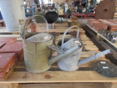 TWO VARIOUS GALVANISED WATERING CANS