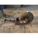 LARGE SINGLE MOUNTED METAL WHEEL WITH NUMATIC TYRE POSSIBLY EX AIRCRAFT OR SIMILAR