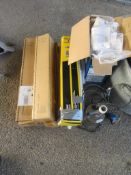 QTY OF VARIOUS BOXED METAL TRESTLES & TWO UNUSED GRUNDFOSS PUMPS
