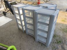 FOUR SIMILAR PLASTIC DRAWER STORAGE UNIT