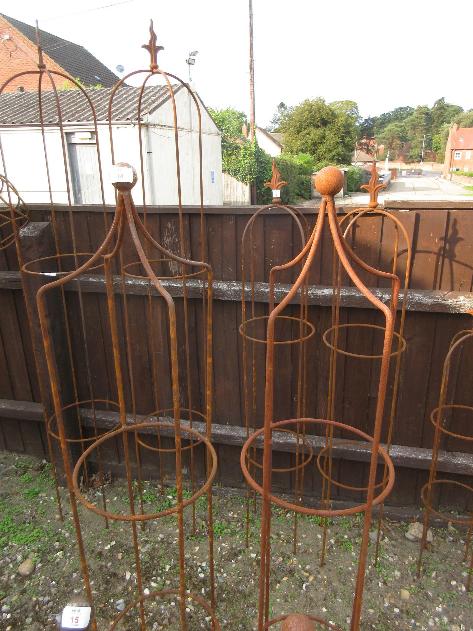 PAIR OF MEDIUM BALL TOP GARDEN OBELISKS