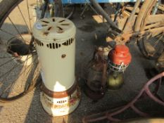 PARAFFIN STOVE AND TWO PARAFFIN LANTERNS