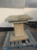 GOOD QUALITY STONE SQUARE GARDEN TABLE WIDTH APPROX 77CM