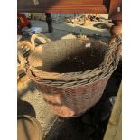 TWO VINTAGE WICKER LOG BASKETS