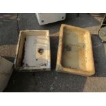 TWO VINTAGE RECTANGULAR SHALLOW SINKS LARGER APPROX 70CM WIDE