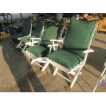 SET OF FOUR FOLDING GARDEN CHAIRS TOGETHER WITH CUSHIONS