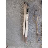 PAIR OF VINTAGE WOODEN TENNIS NETS AND POSTS