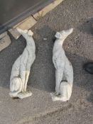 PAIR OF COMPOSITION GARDEN FIGURES OF SEATED WHIPPETS HEIGHT APPROX 54CM