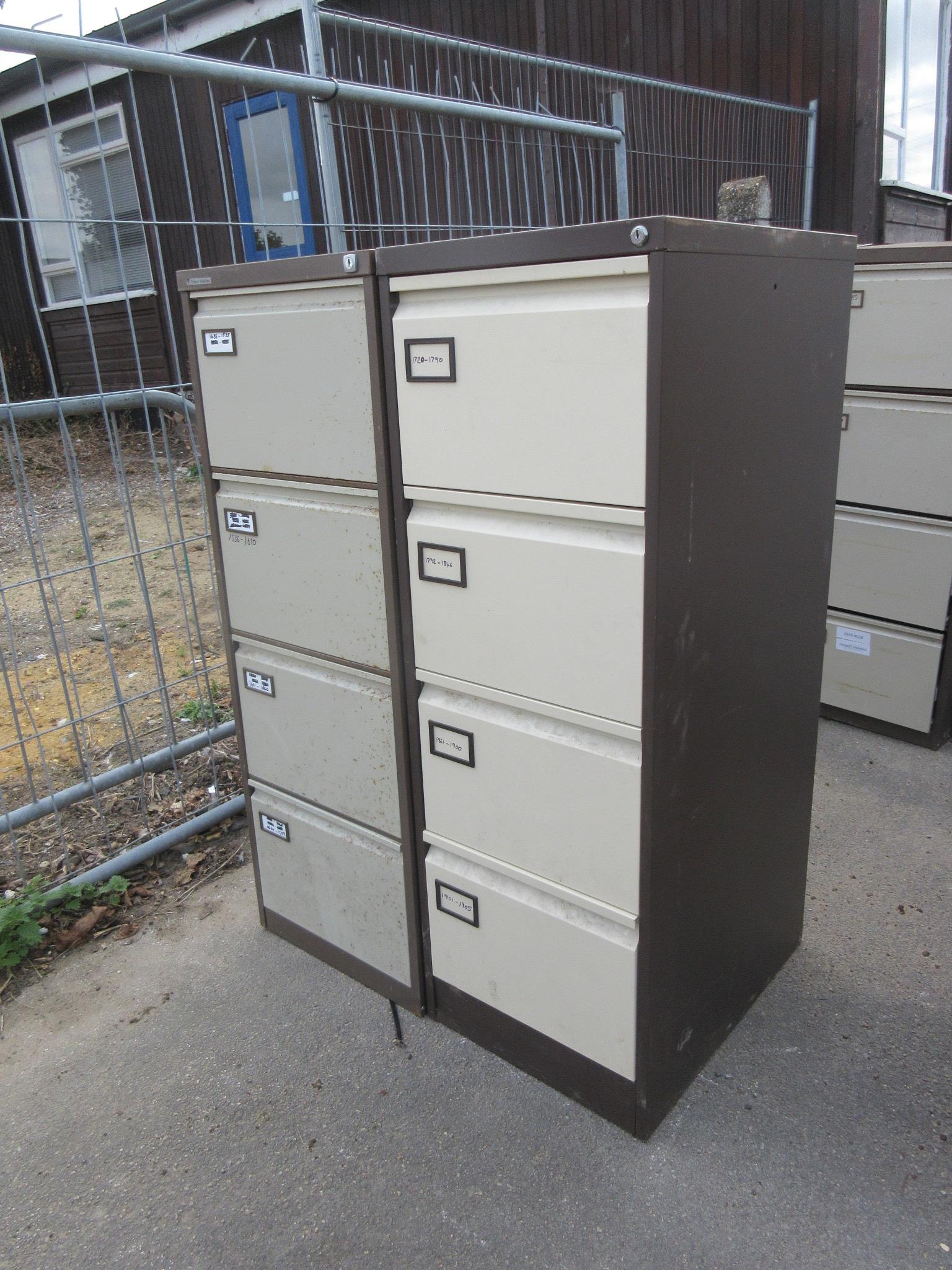 2 X FOUR DRAWER METAL FILING CABINETS