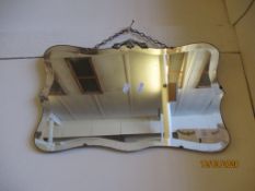 SMALL MID 20TH CENTURY OVER MANTLE MIRROR LENGTH APPROX 51CM