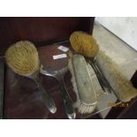 SILVER PLATED VANITY SET TO INCLUDE BRUSHES AND MIRROR ETC