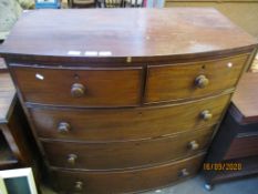 BOW FRONT 19TH CENTURY MAHOGANY CHEST OF DRAWERS LENGTH APPROX 100CM