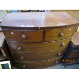 BOW FRONT 19TH CENTURY MAHOGANY CHEST OF DRAWERS LENGTH APPROX 100CM