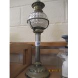 SMALL TABLE LAMP WITH CUT GLASS DOME TOP AND BRASS FINIAL