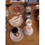 GROUP OF MIXED CERAMICS INCLUDING GINGER JAR, CUT GLASS FRUIT BOWL ETC