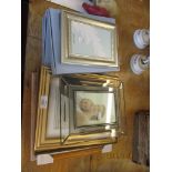 GROUP OF MIXED PICTURE FRAMES TOGETHER WITH CASED WEDGEWOOD SILVER PLATED PHOTO FRAMES