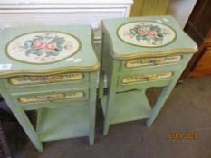 PAIR OF SMALL PAINTED BEDSIDE CABINETS