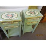 PAIR OF SMALL PAINTED BEDSIDE CABINETS