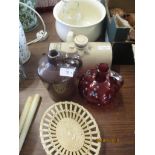 QTY VARIOUS CERAMICS INCLUDING A TIMOTHY WHITES STONE WARE WARMING BOTTLE, BED PAN ETC