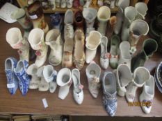 LARGE QTY OF CERAMIC SHOWE ORMANENTS, SOME WITH ROSE PATTERNS ETC
