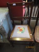 SMALL EDWARDIAN BEDROOM CHAIR WITH NEEDLE POINT UPHOLSTERY