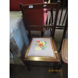 SMALL EDWARDIAN BEDROOM CHAIR WITH NEEDLE POINT UPHOLSTERY