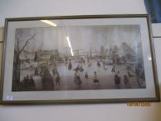 LARGE FRAMED PRINT, WIDTH APPROX 98CM