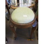 UPHOLSTERED STOOL ON CABRIOL LEGS LENGTH APPROX 54CM
