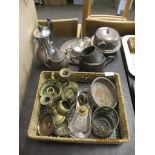 QTY OF VARIOUS BRASS WARE INLCLUDING CANDLE STICKS, COASTER ETC TOGETHER WITH A QTY OF VARIOUS