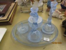 FROSTED GLASS DRESSING TABLE SET