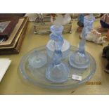 FROSTED GLASS DRESSING TABLE SET