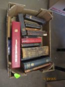 BOX BOOKS TO INCLUDE HOLY BIBLE, NEW TESTAMENT ETC